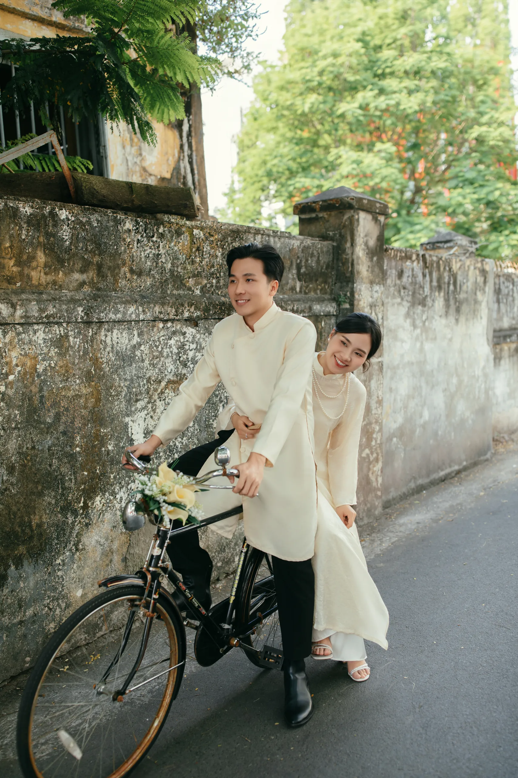 Couple on bicycle